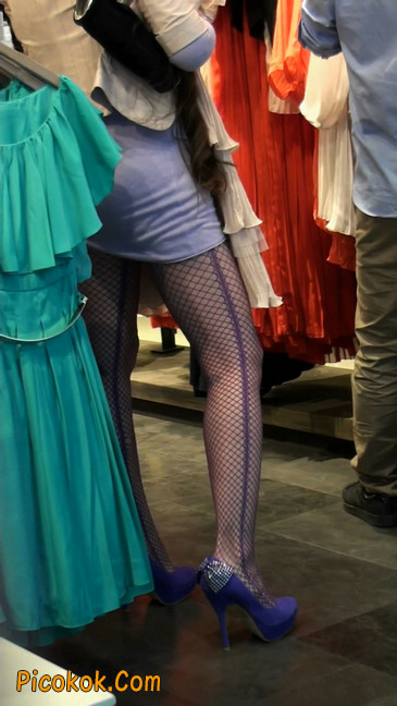 丝丝会紫色网袜的高跟极品美女9